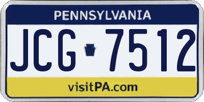 PA license plate JCG7512