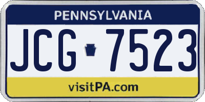 PA license plate JCG7523