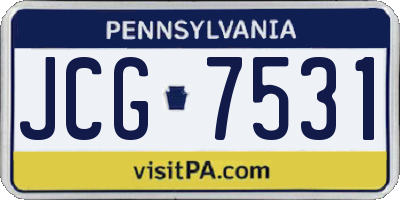 PA license plate JCG7531