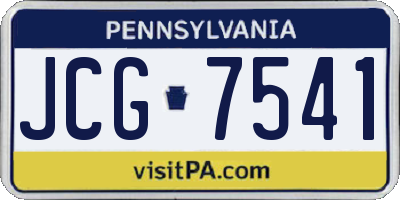PA license plate JCG7541