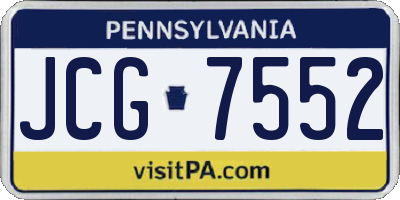 PA license plate JCG7552