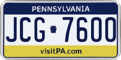 PA license plate JCG7600