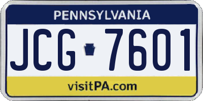 PA license plate JCG7601