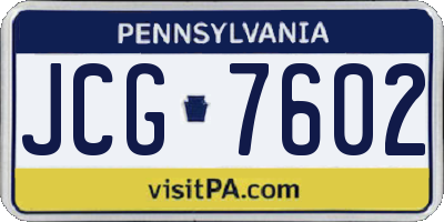 PA license plate JCG7602