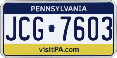 PA license plate JCG7603