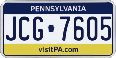 PA license plate JCG7605