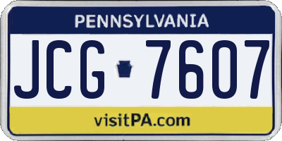 PA license plate JCG7607