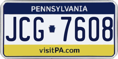 PA license plate JCG7608