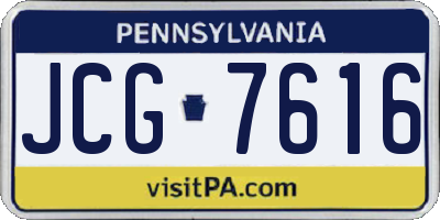 PA license plate JCG7616