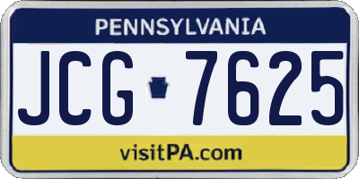 PA license plate JCG7625