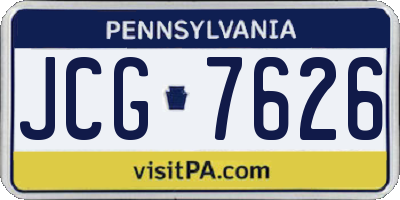 PA license plate JCG7626