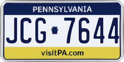 PA license plate JCG7644