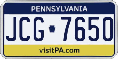 PA license plate JCG7650