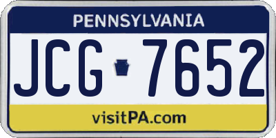 PA license plate JCG7652