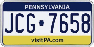 PA license plate JCG7658