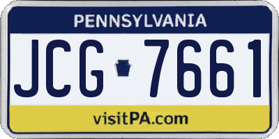 PA license plate JCG7661