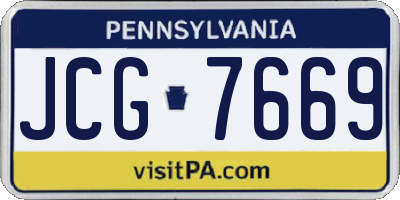 PA license plate JCG7669