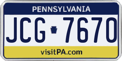 PA license plate JCG7670