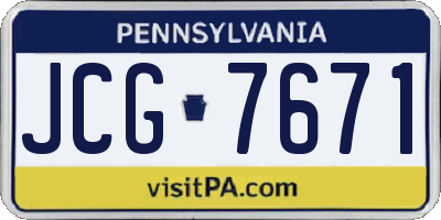PA license plate JCG7671