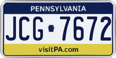 PA license plate JCG7672