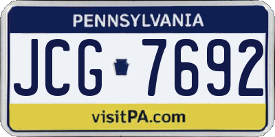 PA license plate JCG7692