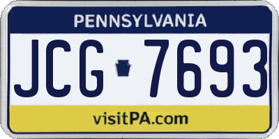 PA license plate JCG7693