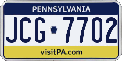PA license plate JCG7702
