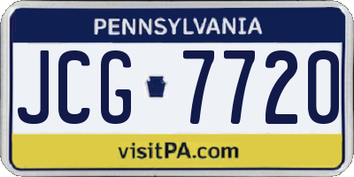 PA license plate JCG7720