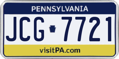 PA license plate JCG7721