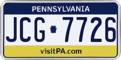 PA license plate JCG7726