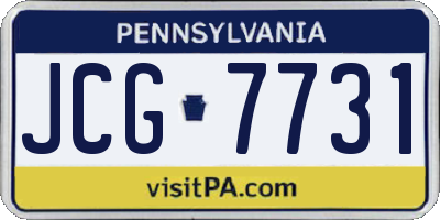 PA license plate JCG7731