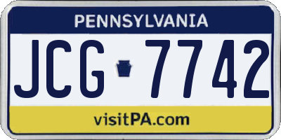 PA license plate JCG7742