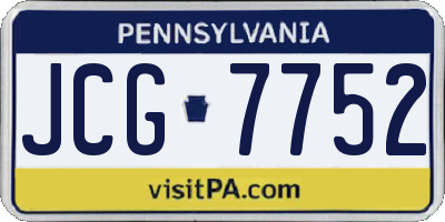 PA license plate JCG7752