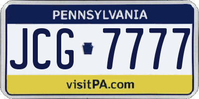 PA license plate JCG7777