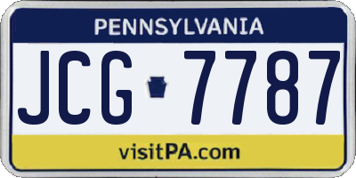 PA license plate JCG7787