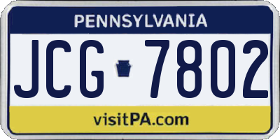 PA license plate JCG7802