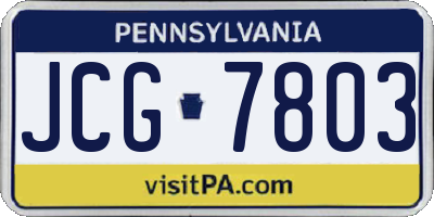 PA license plate JCG7803