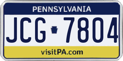 PA license plate JCG7804