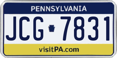 PA license plate JCG7831