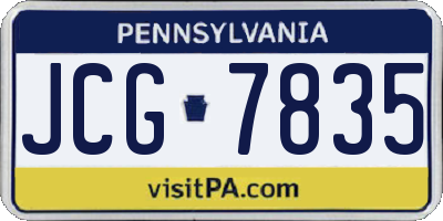 PA license plate JCG7835