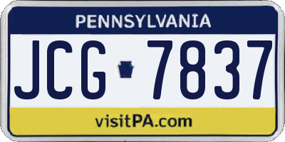 PA license plate JCG7837