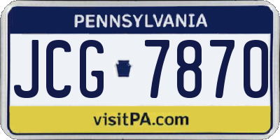 PA license plate JCG7870