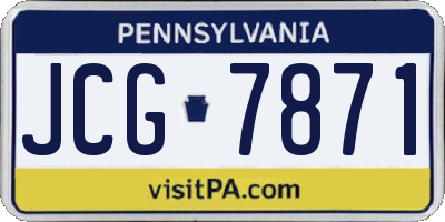 PA license plate JCG7871