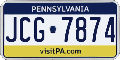 PA license plate JCG7874