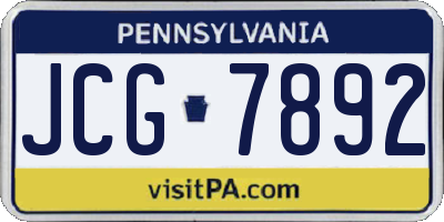 PA license plate JCG7892