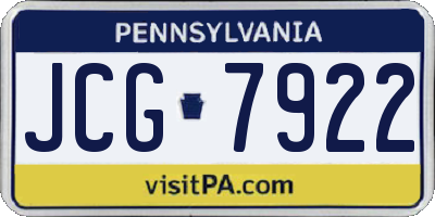 PA license plate JCG7922