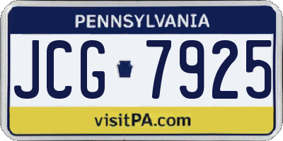 PA license plate JCG7925