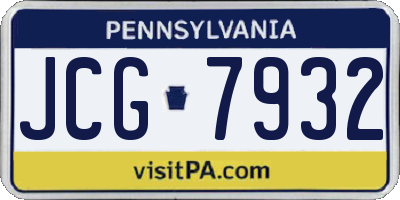 PA license plate JCG7932