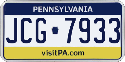 PA license plate JCG7933