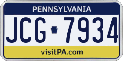 PA license plate JCG7934